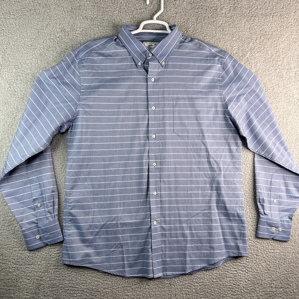 NWOT Southern Tide Blue Striped Trim Fit Long Sleeve Button Down Men's XL